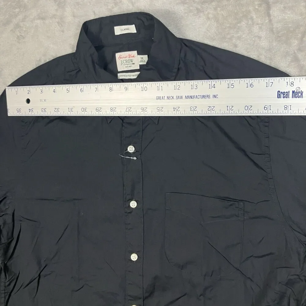 J Crew Button Black Down Shirt Mens M Black Long Sleeve Cotton Secret Wash BJ706